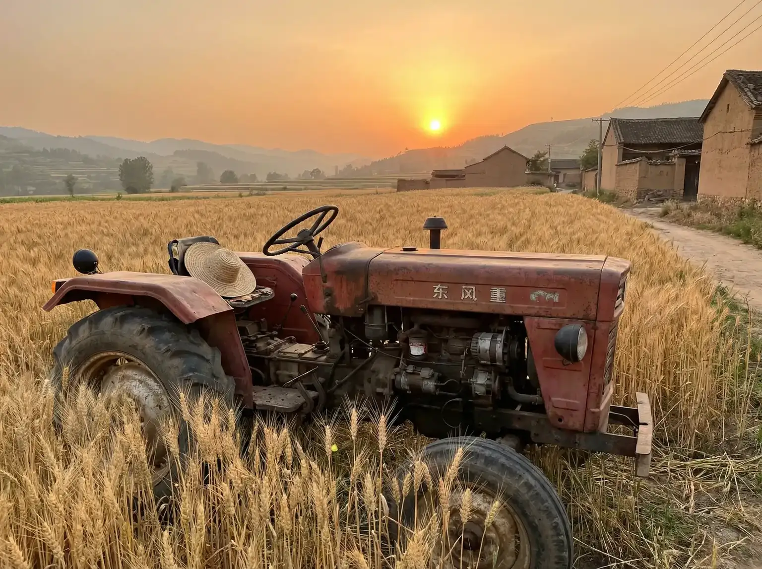 夕阳下的老式拖拉机停在麦田边 - 无翼乌之触手本子库全彩 田间记忆